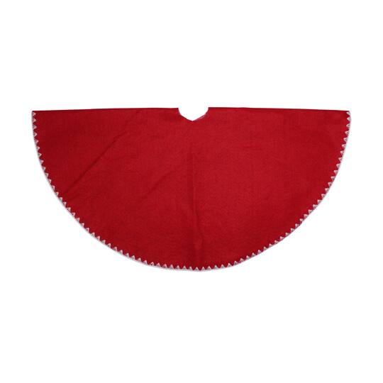 26" Christmas Traditions Cardinal Red with White Stitching Mini Tree Skirt